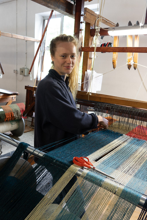 Worker on loom