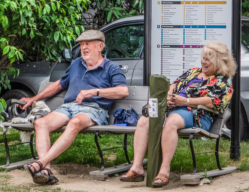 Couple at Bus Stop on Northeast Harbor Me